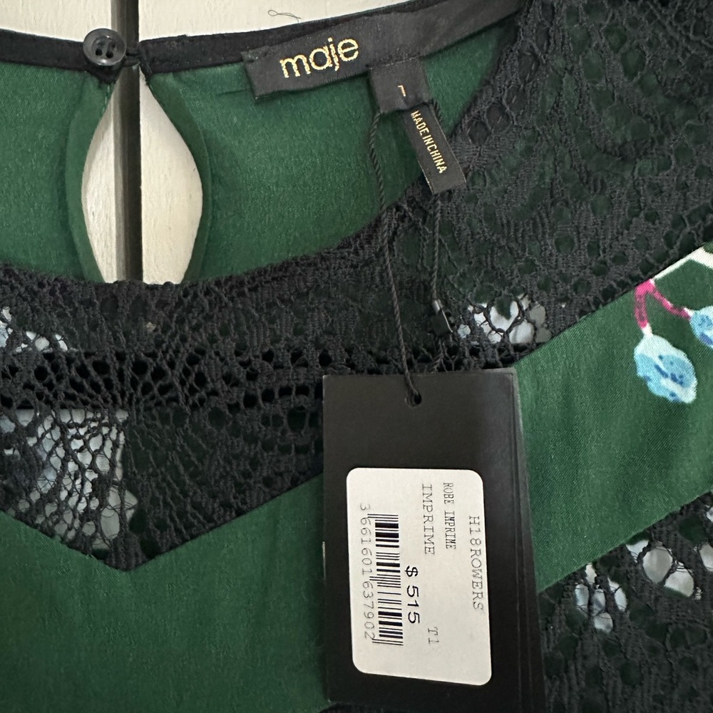 Maje Green and Blue Floral Midi Dress - Picture 2 of 3